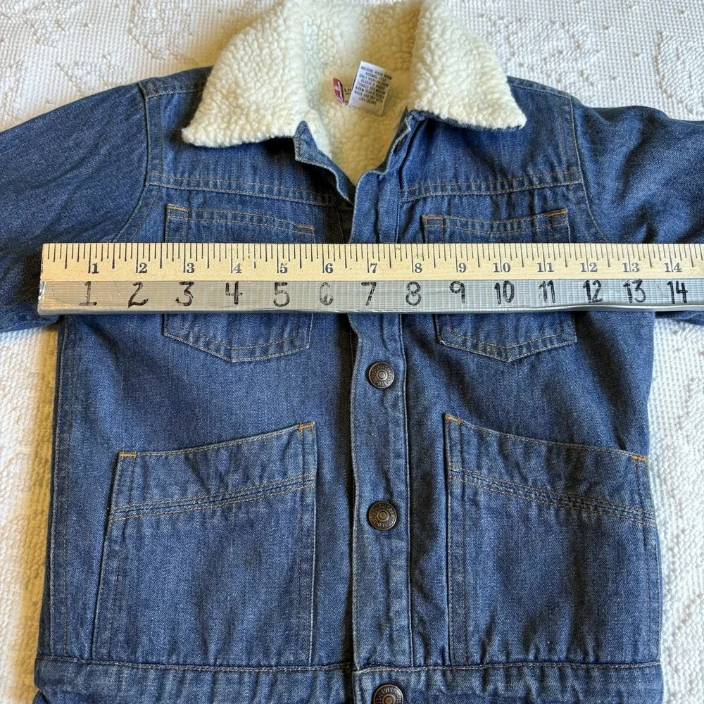 Levi's Sherpa Jacket Toddler Sz 18‎ Mo VTG Blue Denim Cute Pockets Y2K Little